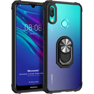 Huawei Y6 2019 Kılıf Grande Clear Ring Holder Siyah