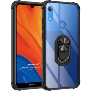 Huawei Y6s 2019 Kılıf Grande Clear Ring Holder Siyah