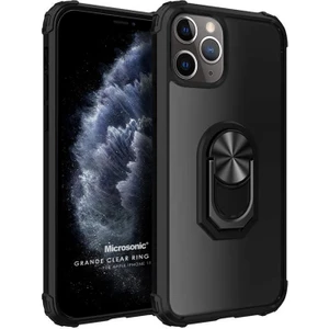 Apple iPhone 11 Pro Max Kılıf Grande Clear Ring Holder Siyah