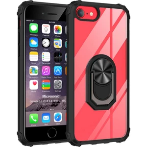 Apple iPhone 6 Kılıf Grande Clear Ring Holder Siyah