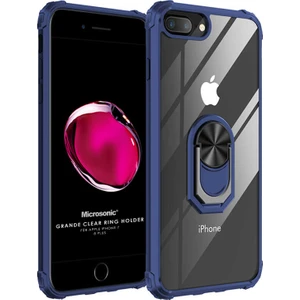 Apple iPhone 8 Plus Kılıf Grande Clear Ring Holder Lacivert