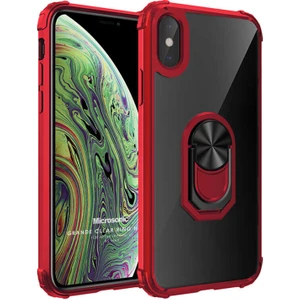 Apple iPhone XS Kılıf Grande Clear Ring Holder Kırmızı