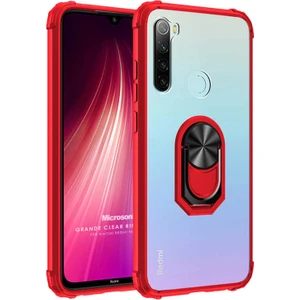 Xiaomi Redmi Note 8 Kılıf Grande Clear Ring Holder Kırmızı