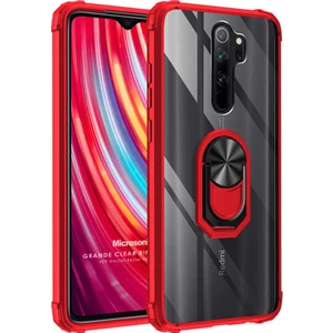 Xiaomi Redmi Note 8 Pro Kılıf Grande Clear Ring Holder Kırmızı