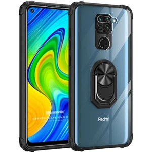 Xiaomi Redmi Note 9 Kılıf Grande Clear Ring Holder Siyah