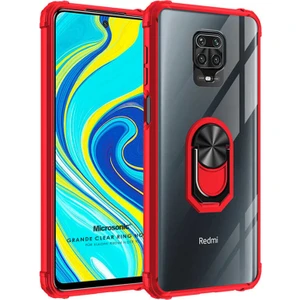 Xiaomi Redmi Note 9S Kılıf Grande Clear Ring Holder Kırmızı