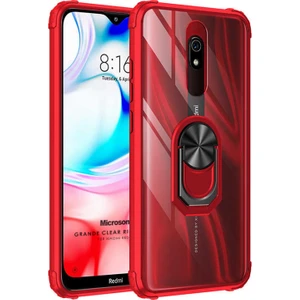 Xiaomi Redmi 8A Kılıf Grande Clear Ring Holder Kırmızı