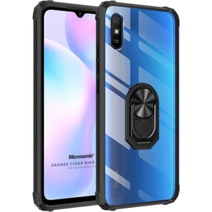 Xiaomi Redmi 9A Kılıf Grande Clear Ring Holder Siyah