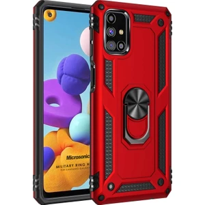 Samsung Galaxy M31s Kılıf Military Ring Holder Kırmızı
