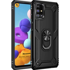 Samsung Galaxy M31s Kılıf Military Ring Holder Siyah