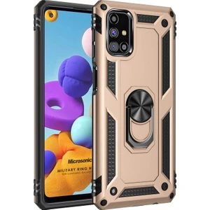 Samsung Galaxy M51 Kılıf Military Ring Holder Gold