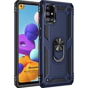 Samsung Galaxy M51 Kılıf Military Ring Holder Lacivert