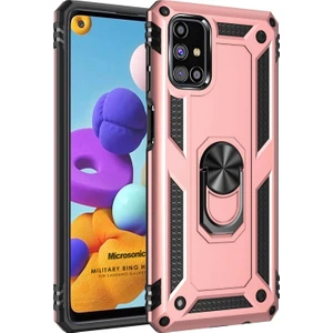 Samsung Galaxy M51 Kılıf Military Ring Holder Rose Gold