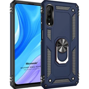 Huawei P Smart Pro Kılıf Military Ring Holder Lacivert