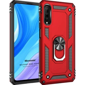 Huawei P Smart Pro Kılıf Military Ring Holder Kırmızı