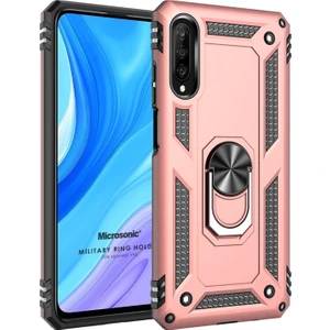 Huawei Y9S Kılıf Military Ring Holder Rose Gold