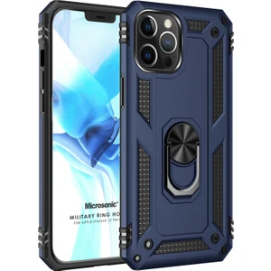 Apple iPhone 12 Pro Max Kılıf Military Ring Holder Lacivert