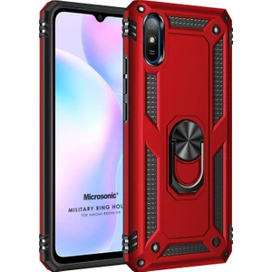 Xiaomi Redmi 9A Kılıf Military Ring Holder Kırmızı