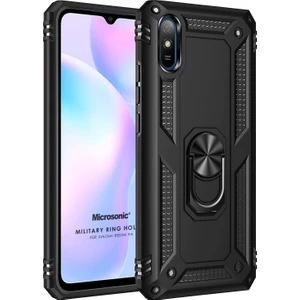 Xiaomi Redmi 9A Kılıf Military Ring Holder Siyah