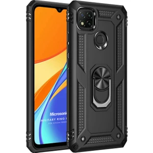 Xiaomi Redmi 9C Kılıf Military Ring Holder Siyah