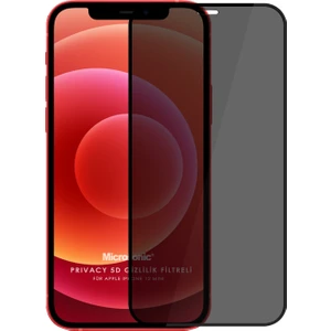 Apple iPhone 12 Mini Privacy 5D Gizlilik Filtreli Cam Ekran Koruyucu Siyah