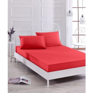 Zambak Home Tek Kişilik 100x200 Kırmızı Lastikli Çarşaf Seti %100 Pamuklu