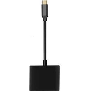Type-C To HDTV Multi-Adapter 3 In 1 HDMI & USB & Type-C Macbook Kablo Adaptör Siyah