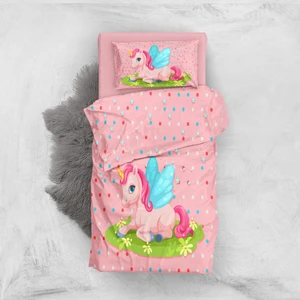 Pink Unicorn 3D Pamuk Saten Bebek Nevresim Takımı