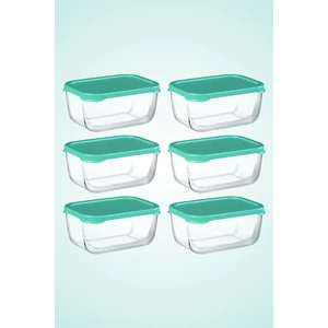 6'lı Snowbox Saklama Kabı Takımı - 420CC - Yeşil Kapaklı PB6X53733-Y