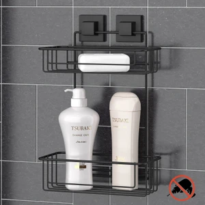 Teknotel Delme Vida Matkap Yok! Easyfıx Yapışkanlı 2 Katlı Banyo Rafı Mat Siyah EF256