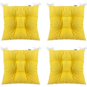 4'lü Kombin Pofidik Kare Sandalye Minderi 40 x 40 cm Sarı