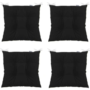 4'lü Kombin Pofidik Kare Sandalye Minderi 40 x 40 cm Siyah