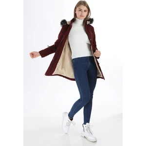 Kadın Içi Yünlü Kapsonyu Kürklü Kanvars Keten Mont & Kaban