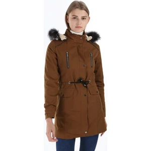 Kadın Içi Yünlü Kapsonyu Kürklü Kanvars Keten Mont & Kaban