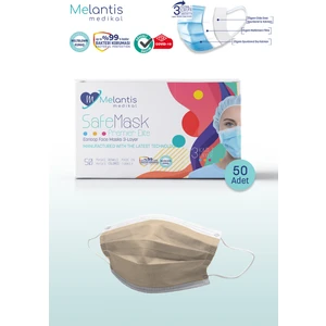 Melantis Medikal Meltblownlu + Tip 2r 3 Katlı Telli Cerrahi Maske 1 Kutu 50 Adet Bej