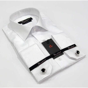 Beyaz 8 Drop Micro Kumaş Kol Düğmeli Slim Fit Erkek Gömlek - 197-1