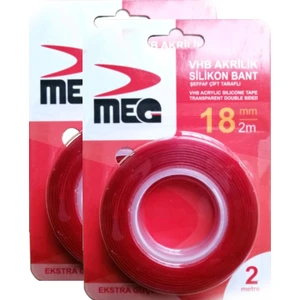 2 m Silikonlu Çift Taraflı Bant 18 mm 2'li
