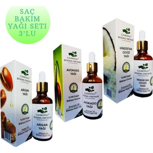 Çalıkoğlu Bitkisel Ürünler Saç Bakım Yağı Seti Argan Yağı - Avokado Yağı - Hindistan Cevizi Yağı 50 ml