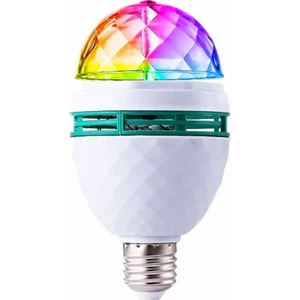Disko Dönen LED Ampul + Aç - Kapa Fiş Duy  Rgb 3W E27