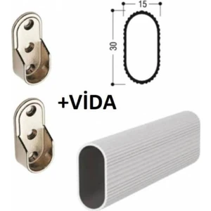 Dolap Içi Askı Borusu Takma Aparatı (Flanş) 2 Adet + Vida Set