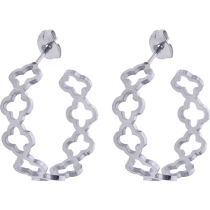 Çelik Yoncalı Halka Küpe - Rodyum