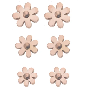 Çelik Üçlü Papatya Çiçekli Küpe - Rose