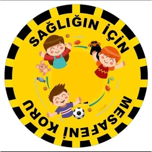 indirim mağazası Sosyal Mesafe Sticker  Yuvarlak Yapışkanlı Yer Folyosu 25X25
