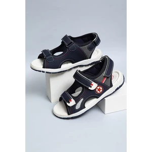 Laciverte Gri Garnili Erkek Çocuk Sandalet