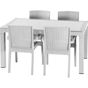 Rattan 4'lü Camlı Bahçe Mobilyası Oturma Grubu