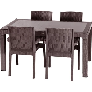 Rattan 4'lü Camlı Bahçe Mutfak Masa Takımı