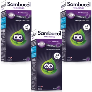 Kids Drops Kara Mürver Kuşburnu ve C Vitamini Damla 20 ml x 3 Adet