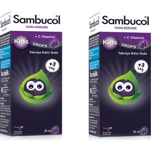 Kids Drops Kara Mürver Kuşburnu ve C Vitamini Damla 20 ml x 2 Adet