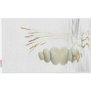 Tropik Home Taş Desenli Dijital Baskılı Püsküllü Polyester Kaymaz Tabanlı Banyo Paspası