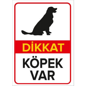 - Dikkat Köpek Var Levhası Golden - Dekote Malzeme 25X35Cm